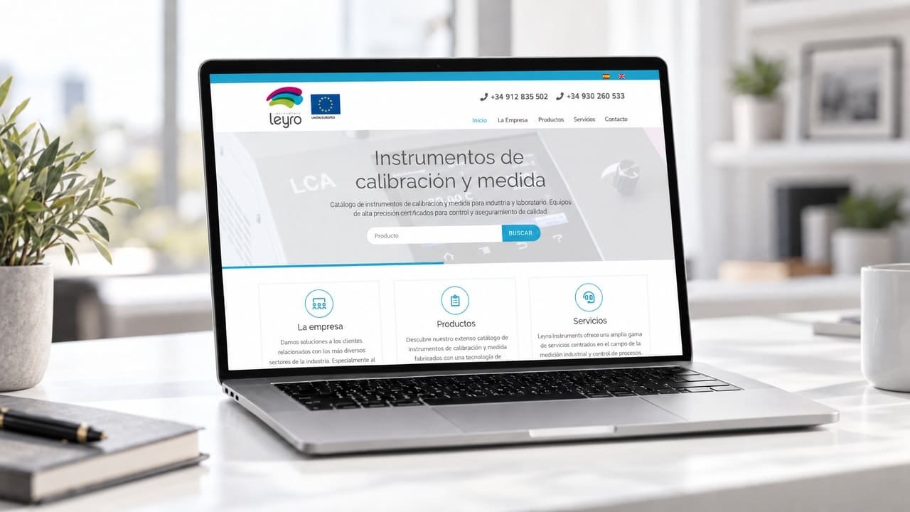 Captura de la web de Leyro Instruments, calibración y medida