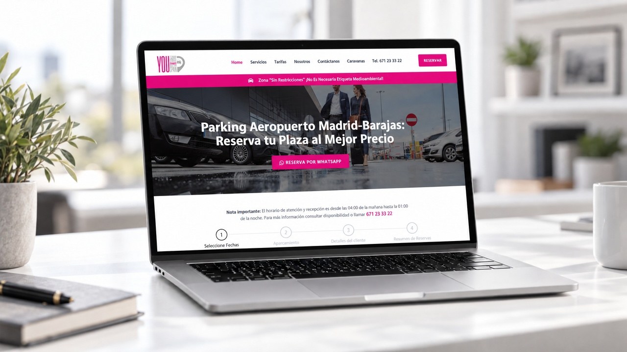 Captura de la web de You Parking Spain, parking en Madrid-Barajas